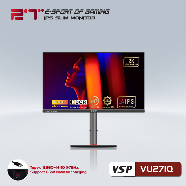 Màn hình phẳng  VSP 27inch 2K eSport Gaming VU271Q - QHD /USB-C Type-C