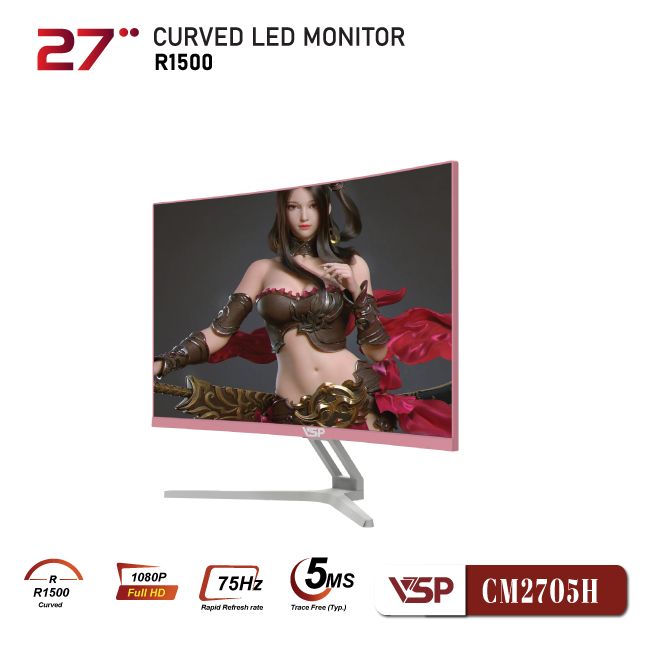 Màn hình cong VSP Thinking 27inch - CM2705H - 75Hz - Hồng