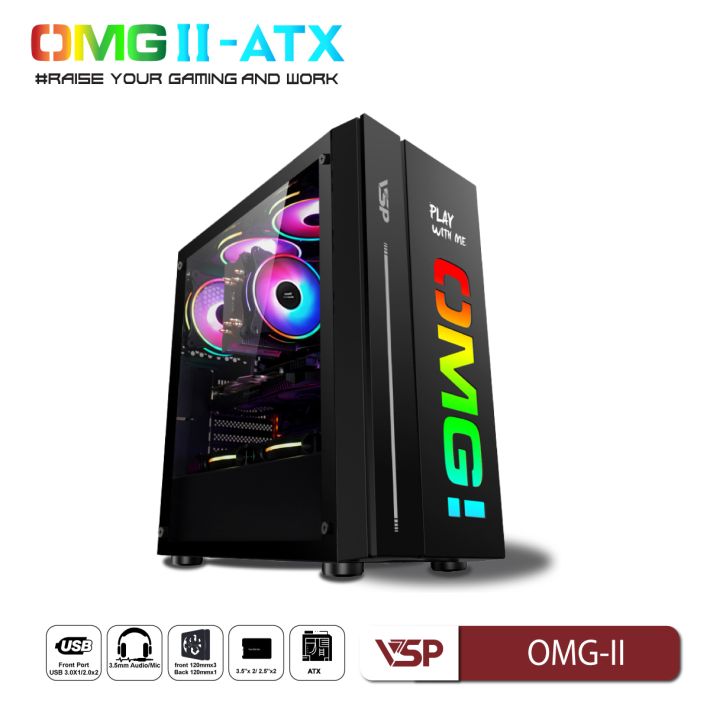 Vỏ Case Máy Tính VSP LED Gaming OMG-II ATX - Đen