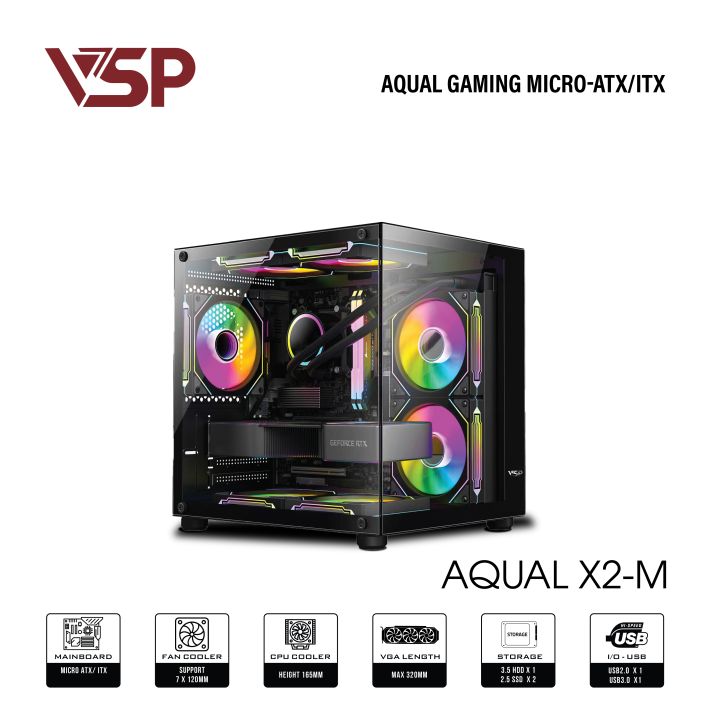 VỎ CASE MÁY TÍNH AQUAL X2-M BLACK