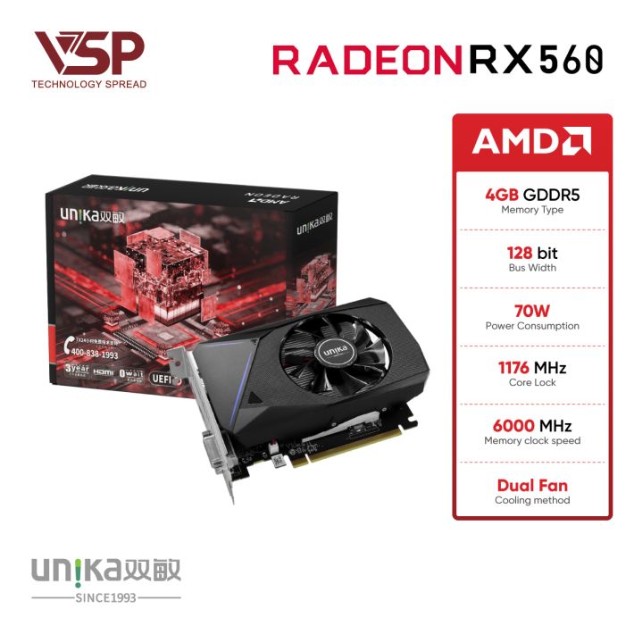 VGA UNIKA Radeon RX 560 4GB GDDR5 (128-bit)