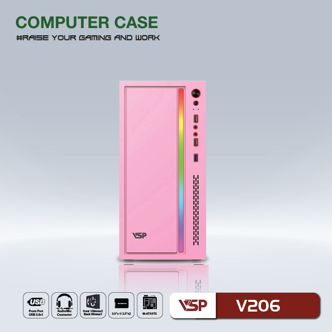 Vỏ Case Máy Tính VSP V206 - Hồng