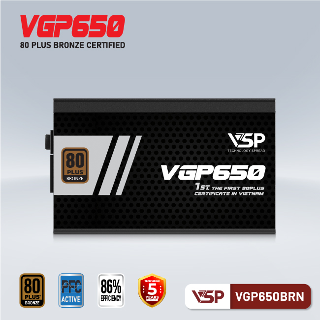 Bộ nguồn VSP VGP650BRN - 80Plus Bronze - 650W