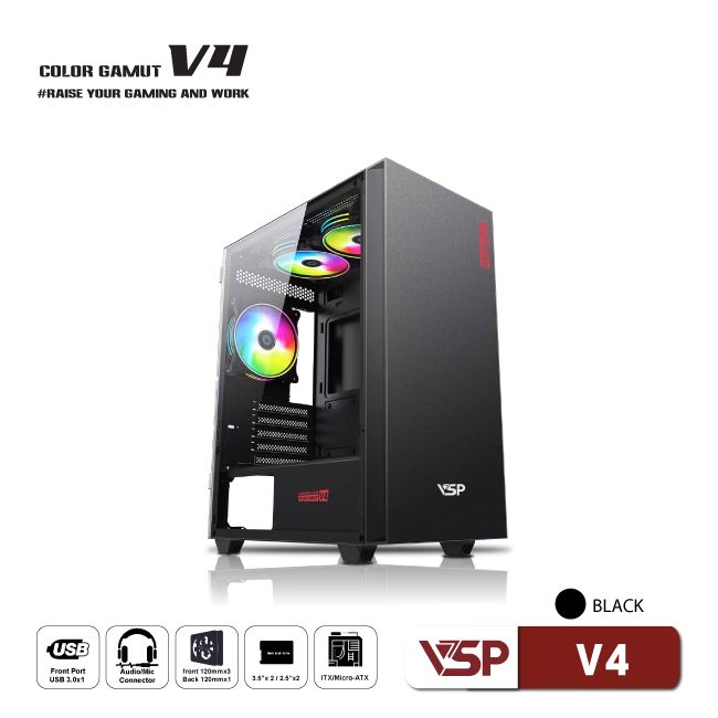 Vỏ Case máy tính VSP V4 - Đen