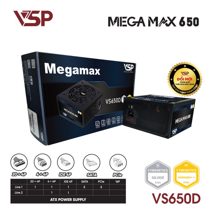 Bộ nguồn máy tính ATX VSP MEGAMAX VS650D - 650W