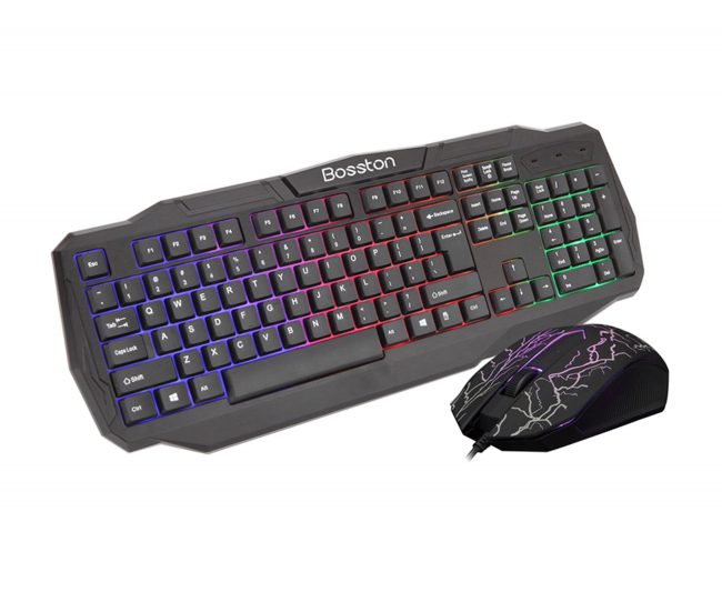 Combo Phím + Chuột Bosston 836 Đèn Led 7 Màu