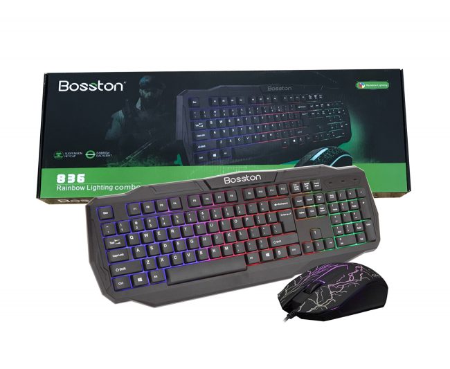 Combo Phím + Chuột Bosston 836 Đèn Led 7 Màu