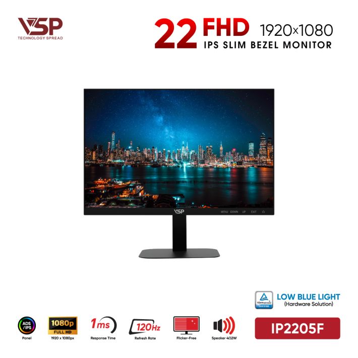 Màn Hình Văn Phòng VSP IP2205F Đen (22inch / ADS-IPS / FHD / 120Hz / 1ms / Loa tích hợp / TUV Certified)