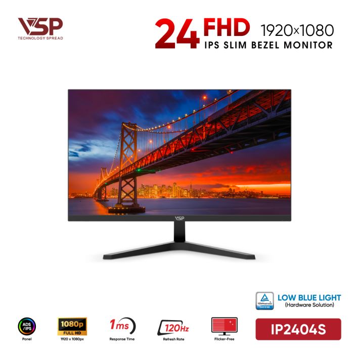 Màn Hình Văn Phòng VSP IP2404S Đen (24inch / ADS-IPS / FHD / 120Hz / 1ms / TUV Certified)