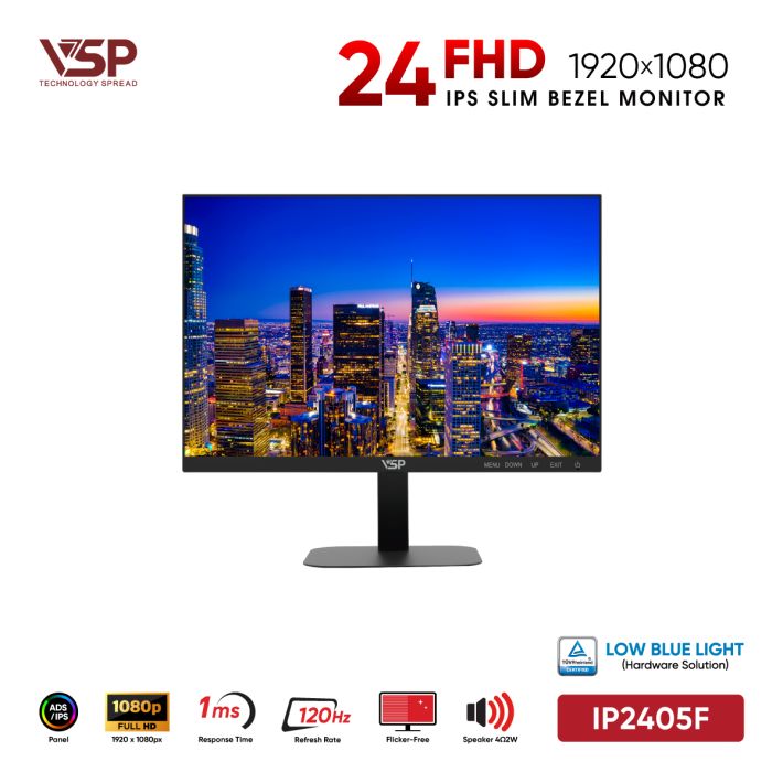Màn Hình Văn Phòng VSP IP2405F Đen (24inch / ADS-IPS / FHD / 120Hz / 1ms / Loa tích hợp / TUV Certified)