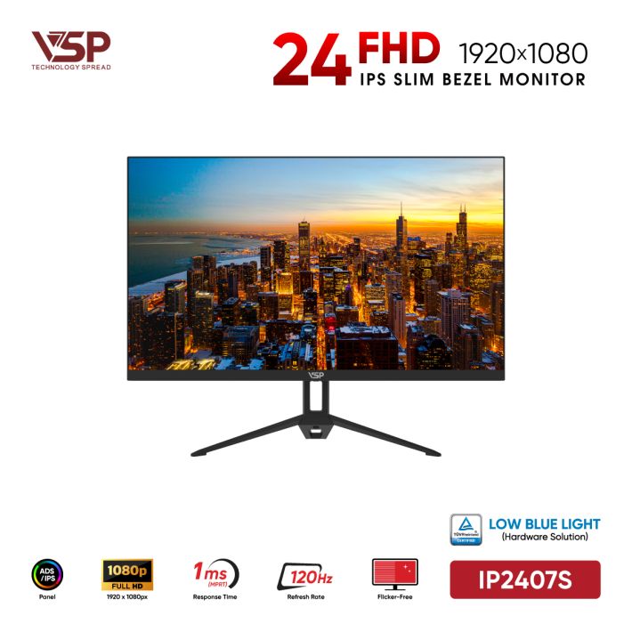 Màn Hình Gaming VSP IP2407S Đen (24inch / ADS-IPS / FHD / 120Hz / 1ms / TUV Certified)