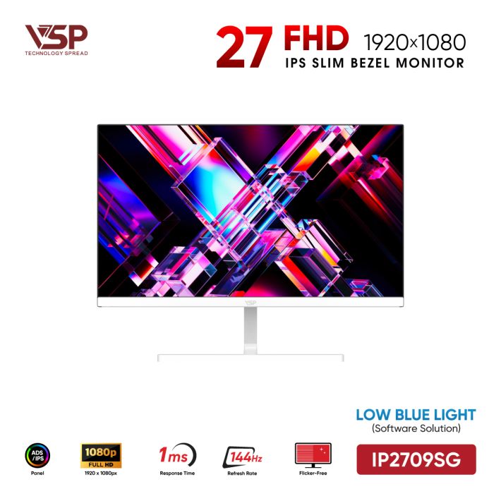 Màn Hình Gaming VSP IP2709SG Trắng (27inch / ADS-IPS / FHD / 144Hz / 1ms / 110% sRGB)